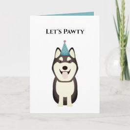 Tarjeta de cumpleaños feliz al perro, pawty Husky