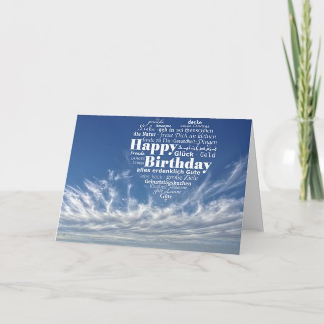 TARJETA DE CUMPLEAÑOS FELIZ ALEMANA E INGLESA (Anverso)