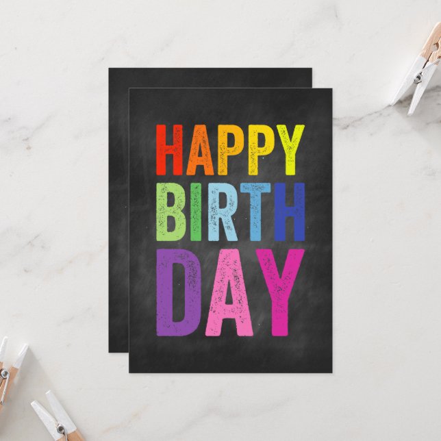 Tarjeta de cumpleaños feliz Arcoíris y Pizarra (Anverso/Reverso In Situ)