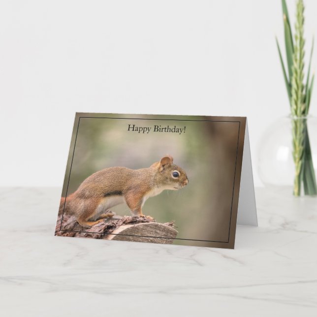 Tarjeta de cumpleaños feliz ardilla roja (Anverso)
