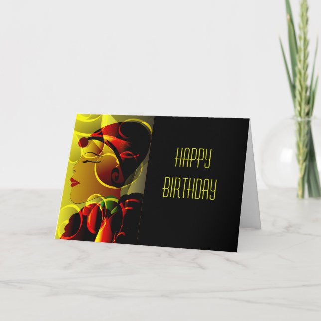 Tarjeta de cumpleaños feliz Art Deco (Anverso)