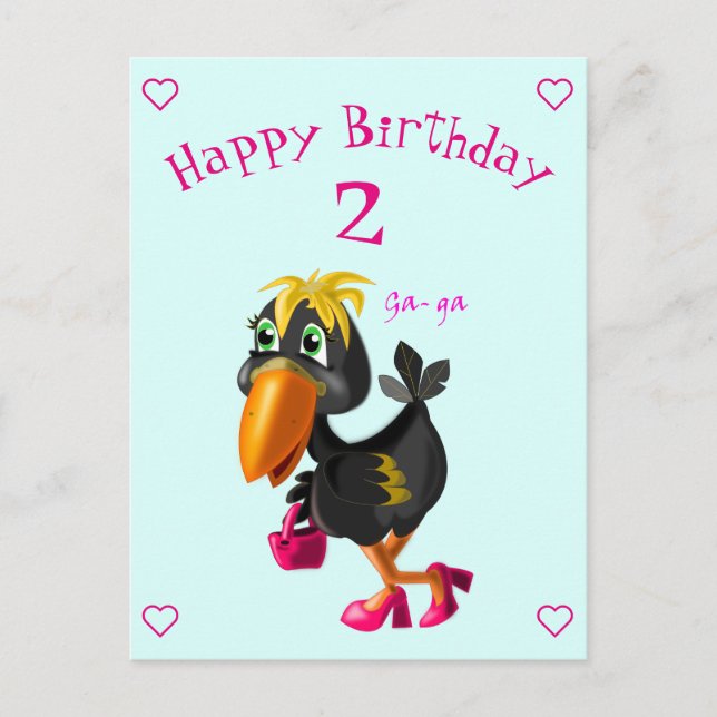 Tarjeta de cumpleaños feliz - Ave divertida - Su e (Anverso)