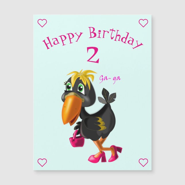 Tarjeta de cumpleaños feliz - Ave divertida - Su e (Anverso)