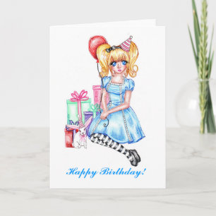 Tarjeta de cumpleaños feliz (azul)