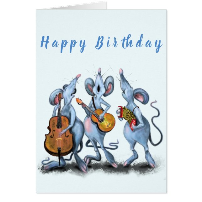 Tarjeta de cumpleaños feliz Banda de ratón musical (Frente)