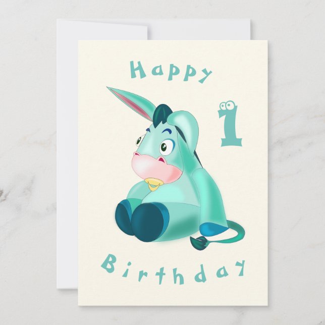 Tarjeta de cumpleaños feliz - Bebé Burro - tu edad (Anverso)