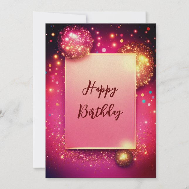 Tarjeta de cumpleaños feliz brillante y alegre. (Anverso)