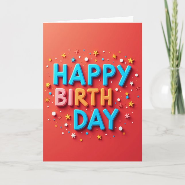 Tarjeta de cumpleaños feliz carmesí (Anverso)