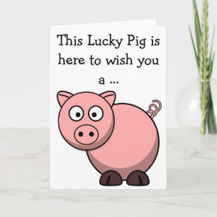Tarjeta de cumpleaños feliz: cerdo afortunado
