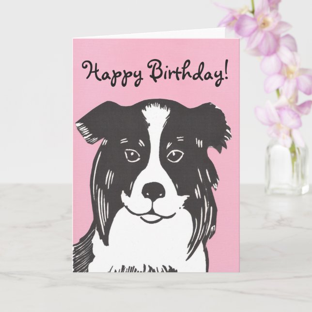 Tarjeta de cumpleaños feliz Collie Pink (Orquídea)