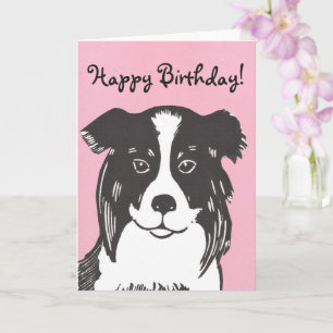 Tarjeta de cumpleaños feliz Collie Pink