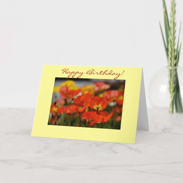 Tarjeta de cumpleaños feliz con amapola (Anverso)