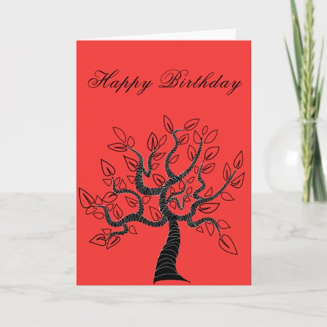 Tarjeta de cumpleaños feliz con árbol de la vida - (Anverso)