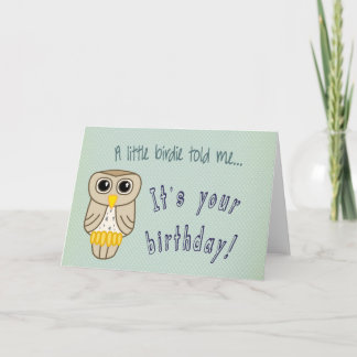 Tarjeta de cumpleaños feliz con búho