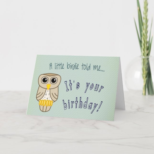Tarjeta de cumpleaños feliz con búho (Anverso)