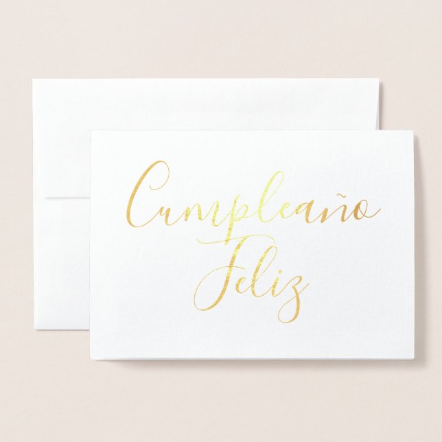 Tarjeta de Cumpleaños Feliz con Caligrafía Simple  (Anverso con sobre)