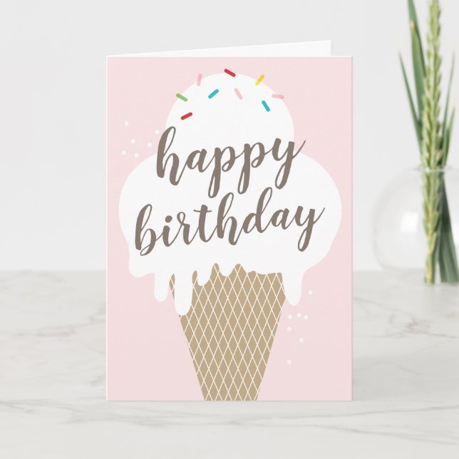 Tarjeta de cumpleaños feliz con cono de helado dob (Anverso)