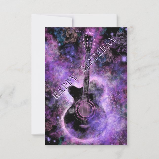 Tarjeta de cumpleaños feliz con diseño de guitarra (Anverso)
