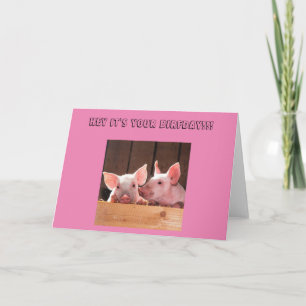 Tarjeta de cumpleaños feliz con dos cerditos