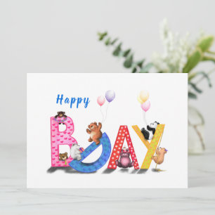 Tarjeta de cumpleaños feliz con Fiesta de bebes