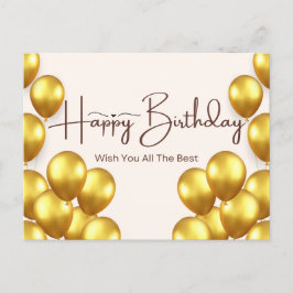 Tarjeta de cumpleaños feliz con globos de oro