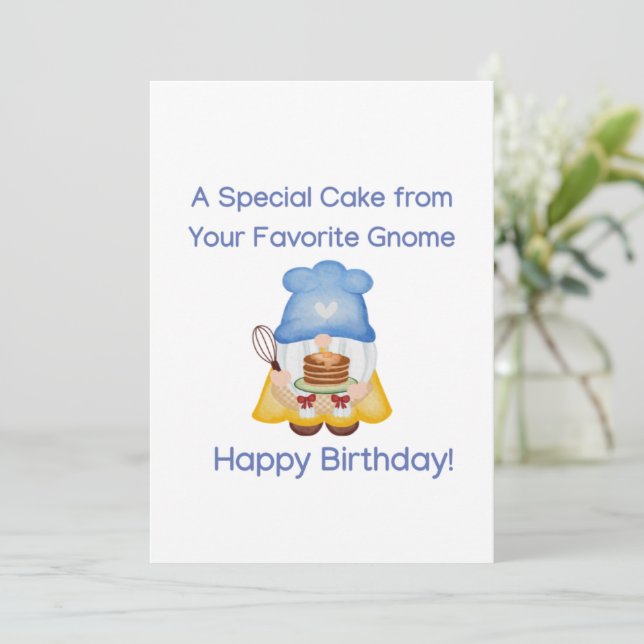 Tarjeta de cumpleaños feliz con Gnome (Anverso de pie)