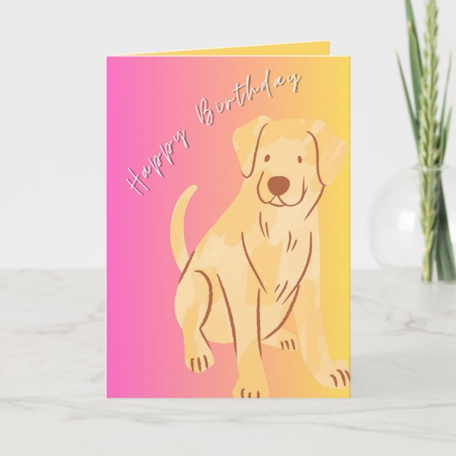 Tarjeta de cumpleaños feliz con gráfico de perro,  (Anverso)