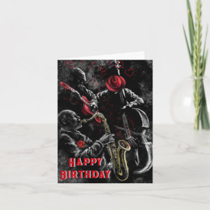 Tarjeta de cumpleaños feliz con música de jazz - p