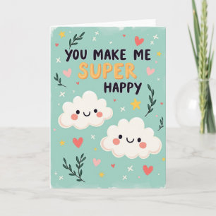 Tarjeta de cumpleaños feliz con nube azul turquesa
