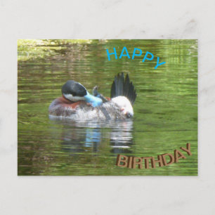 Tarjeta de cumpleaños feliz con pato de anillo