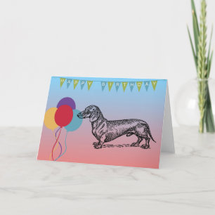 Tarjeta de cumpleaños feliz con Perro Wiener