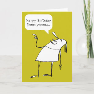 Tarjeta de cumpleaños feliz con personaje de dibuj