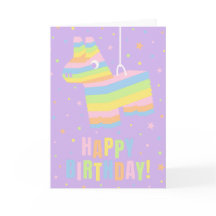Tarjeta de cumpleaños feliz con piñata de pastel