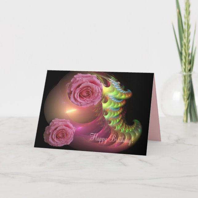 Tarjeta de cumpleaños feliz con rosas (Anverso)
