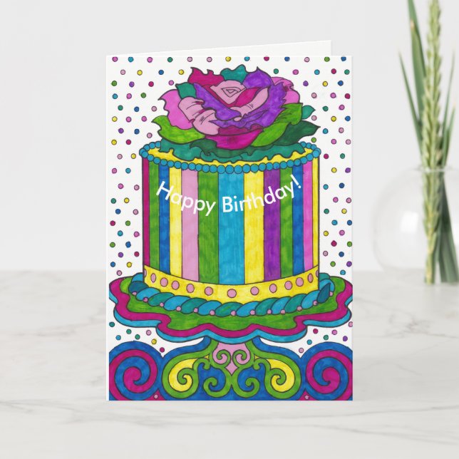 Tarjeta de cumpleaños feliz con sabor a pastel de  (Anverso)