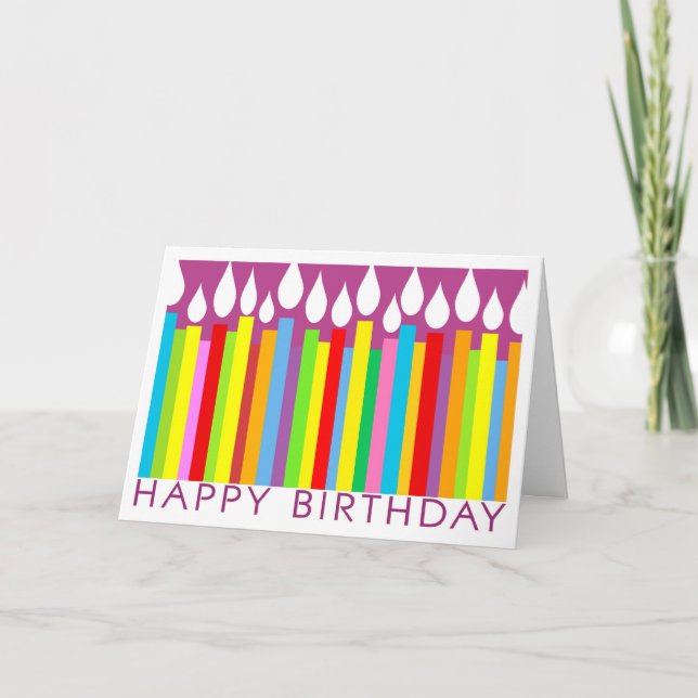 Tarjeta de cumpleaños feliz con velas - general (Anverso)