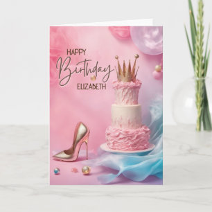 Tarjeta de cumpleaños feliz Corona y zapatos de ta