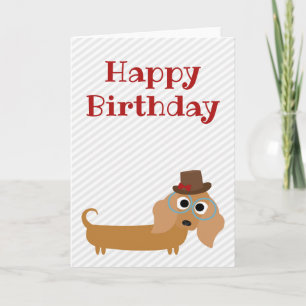 Tarjeta de cumpleaños feliz Dachshund Perro en bla