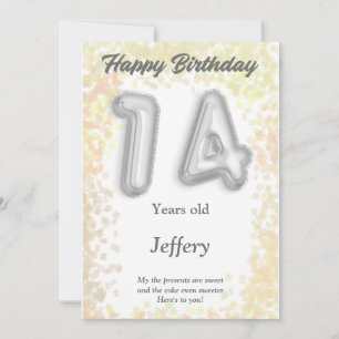 Tarjeta de cumpleaños feliz de 14 años