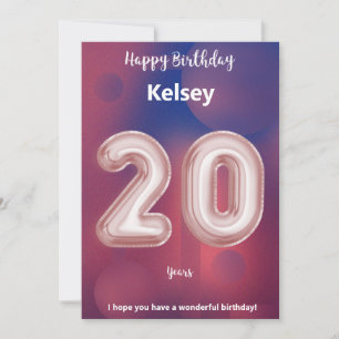 Tarjeta de cumpleaños feliz de 20 años