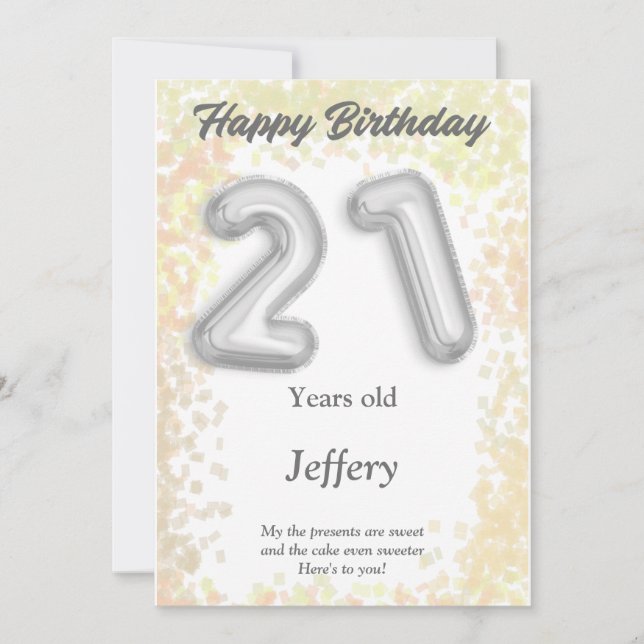 Tarjeta de cumpleaños feliz de 21 años (Anverso)