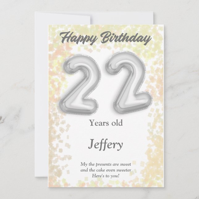 Tarjeta de cumpleaños feliz de 22 años (Anverso)