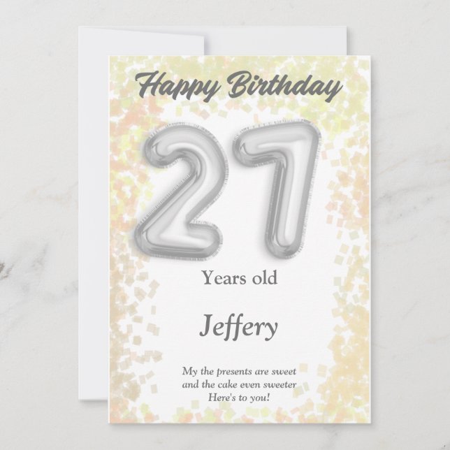Tarjeta de cumpleaños feliz de 27 años (Anverso)