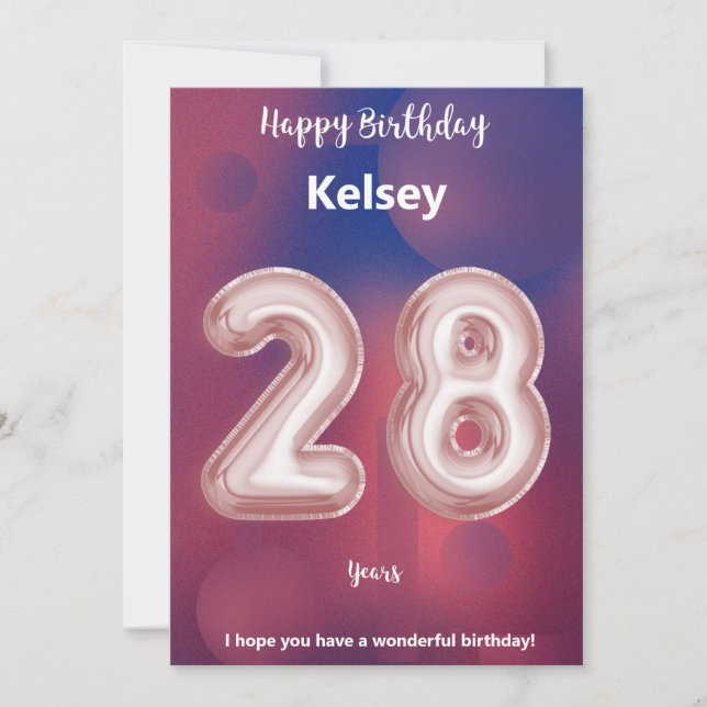 Tarjeta de cumpleaños feliz de 28 años (Anverso)