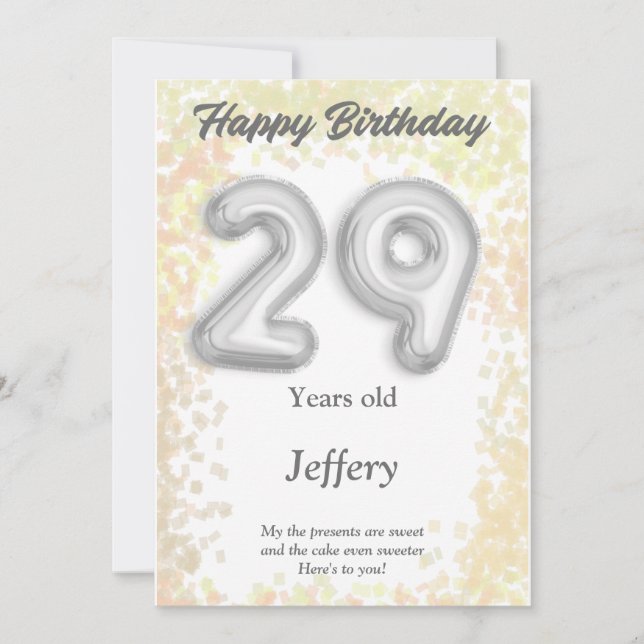 Tarjeta de cumpleaños feliz de 29 años (Anverso)