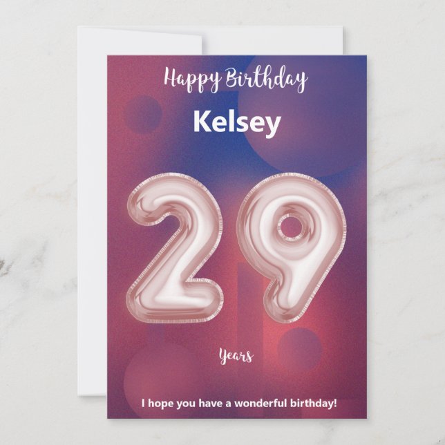Tarjeta de cumpleaños feliz de 29 años (Anverso)