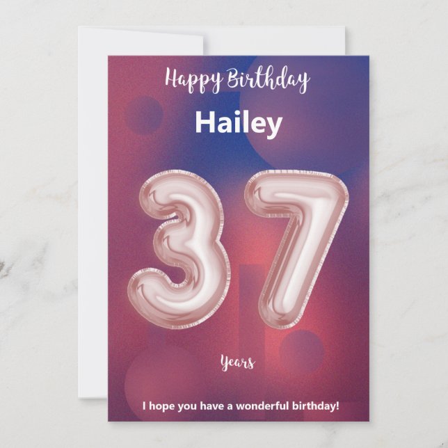 Tarjeta de cumpleaños feliz de 37 años (Anverso)