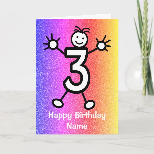 Tarjeta de cumpleaños feliz de 3 años (Anverso)