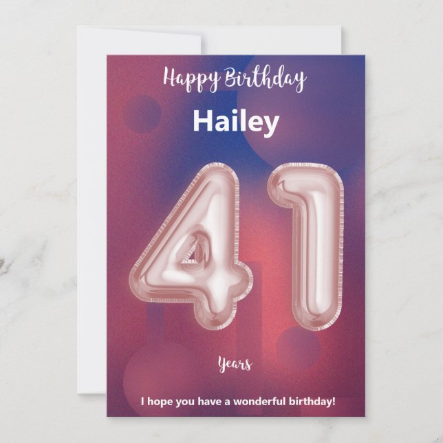 Tarjeta de cumpleaños feliz de 41 años (Anverso)