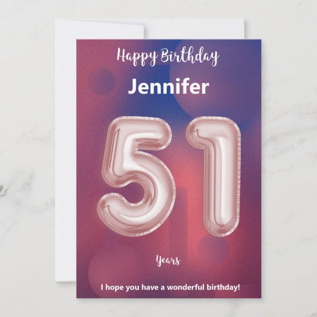 Tarjeta de cumpleaños feliz de 51 años (Anverso)